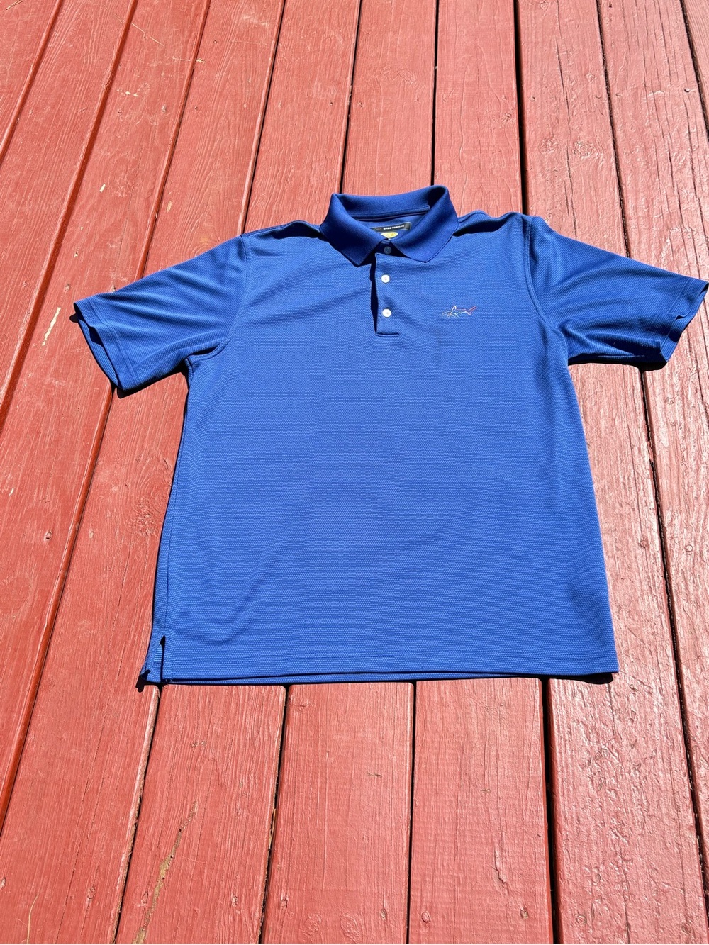 Greg Norman Men’s Medium Play Dry Blue Polo Gold Shirt - Picture 4 of 9